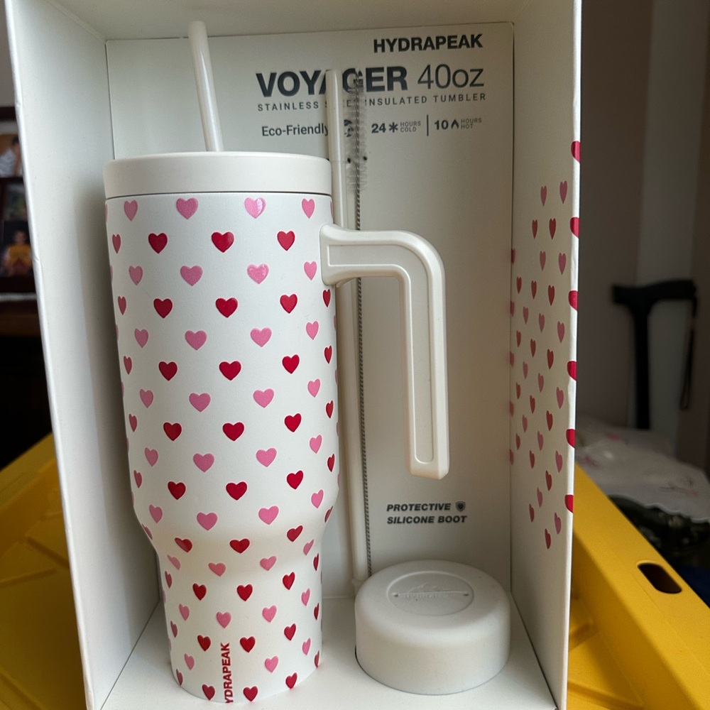 Elegant White and Pink Insulated Tumbler